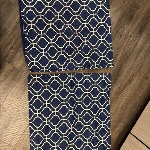 Navy and White Geometric Patterned Fabric Set of 2 Pillow Cases